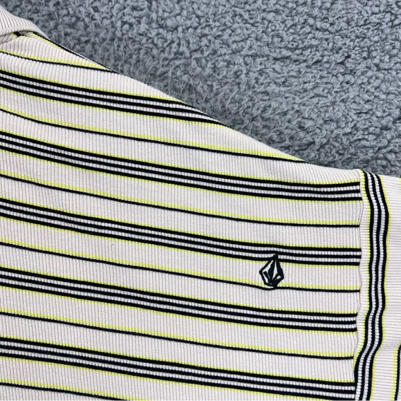 Volcom Golf Polo Shirt Cropped Yellow Striped Women Size Medium (8) - Picture 4 of 7